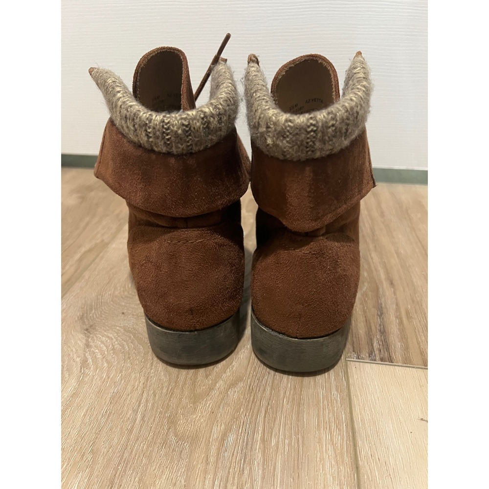 Arizona Jean Co Yetta Womens Cognac Brown Faux Suede Knit Collar Ankle Boots 9.5 - Picture 4 of 10